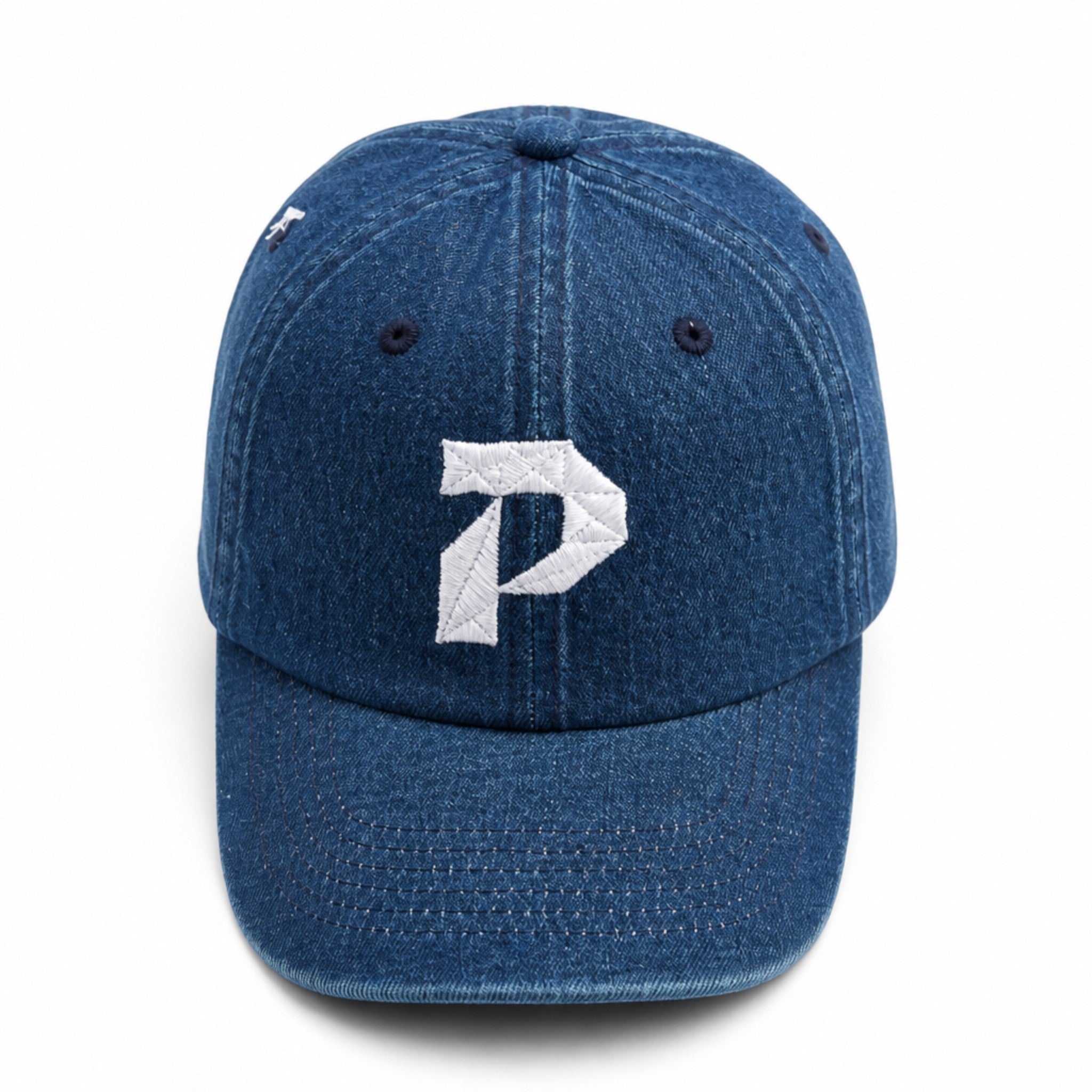 Primest Global Vintage Washed Denim Baseball Cap with Embroidered 'P' Logo – Unisex Adjustable Dad Hat