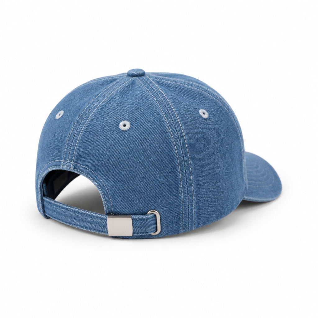 Primest Global Vintage Washed Denim Baseball Cap with Embroidered 'P' Logo – Unisex Adjustable Dad Hat