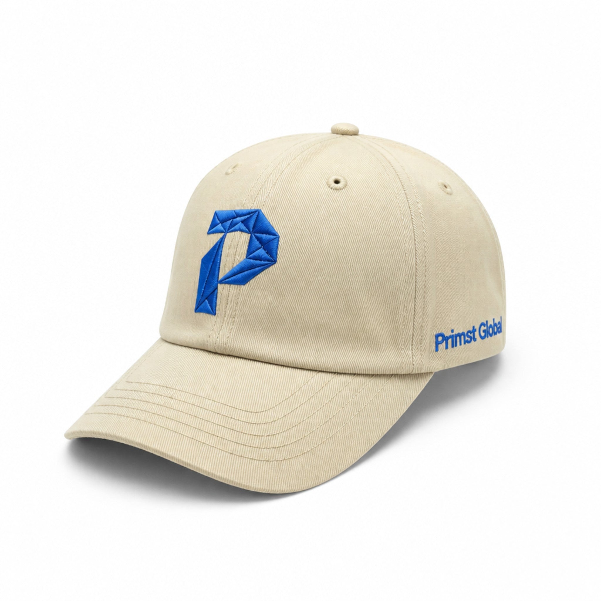 Primest Global Geometric 'P' Embroidered Washed Twill Cotton Baseball Cap