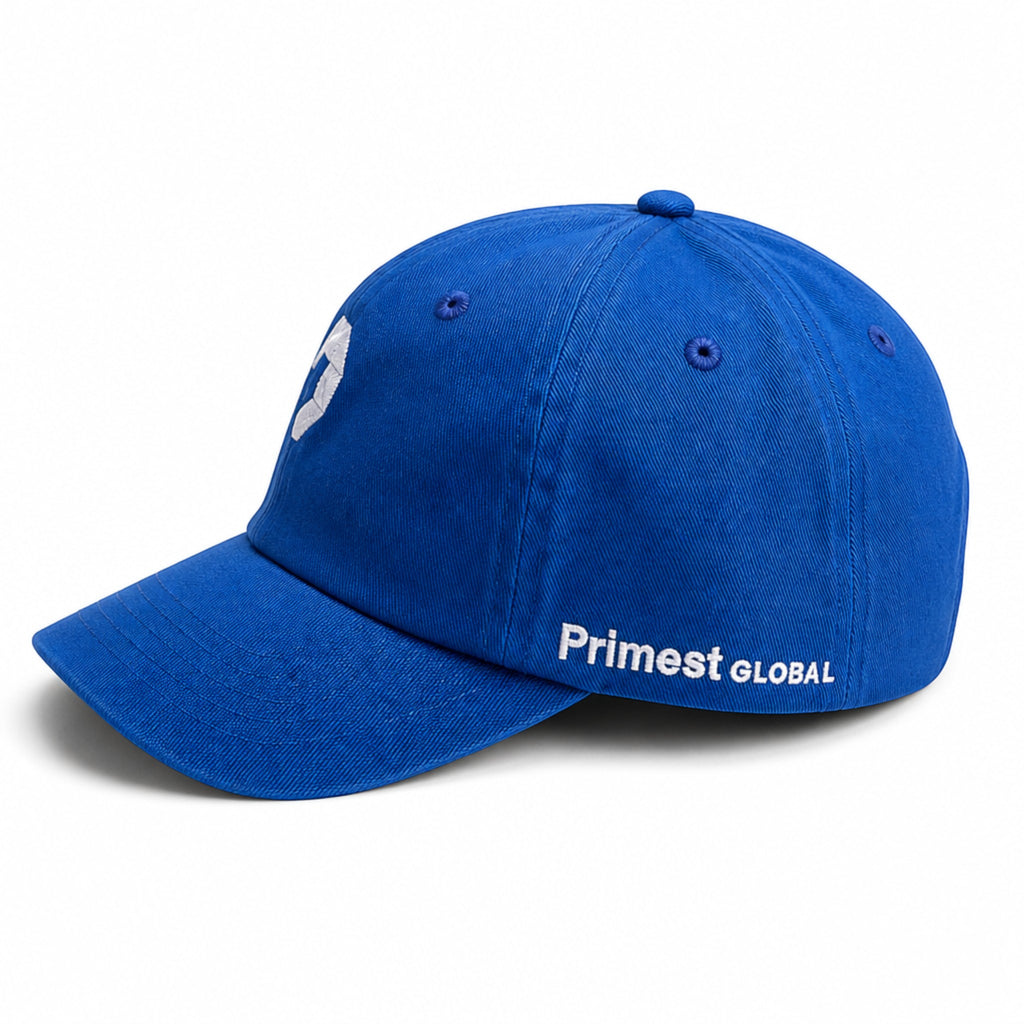 Primest Global Geometric 'P' Embroidered Washed Twill Cotton Baseball Cap