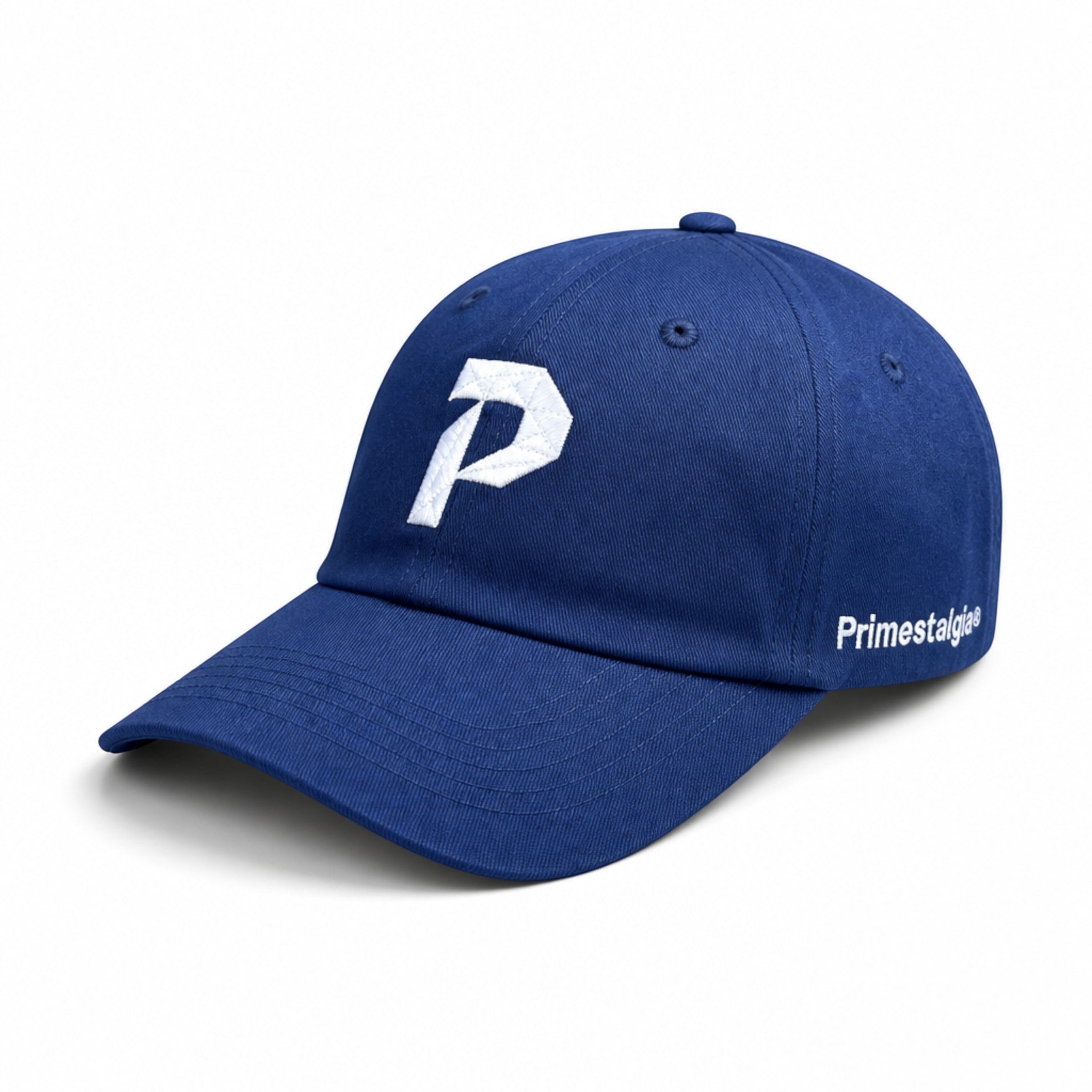 Primest Global Geometric 'P' Embroidered Washed Twill Cotton Baseball Cap