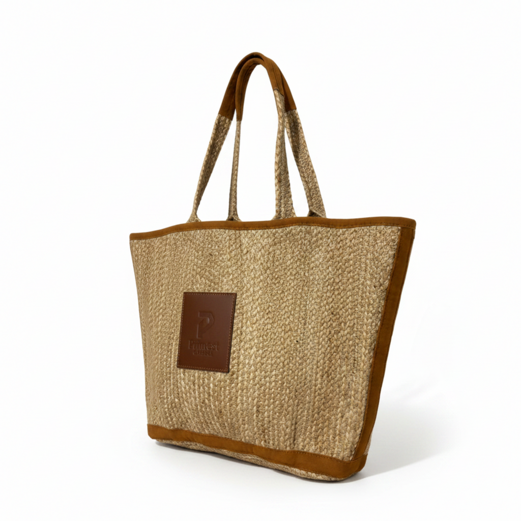 ⁠Primest Global 100% Organic Jute Tote Bag | Eco-Friendly Scalloped Shopper⁠