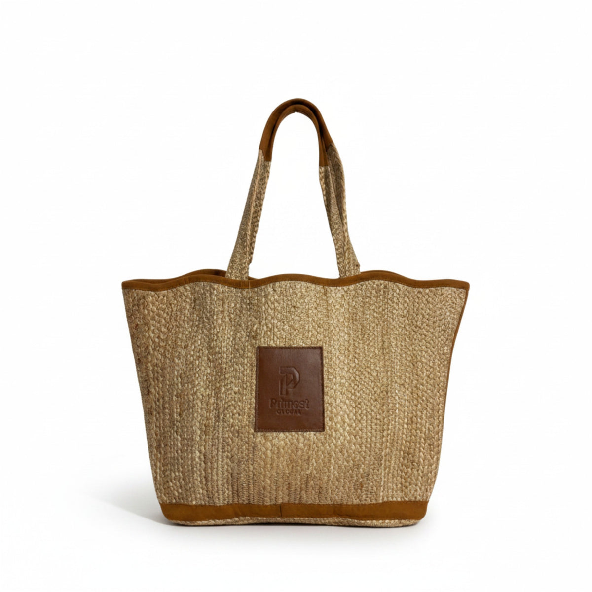⁠Primest Global 100% Organic Jute Tote Bag | Eco-Friendly Scalloped Shopper⁠