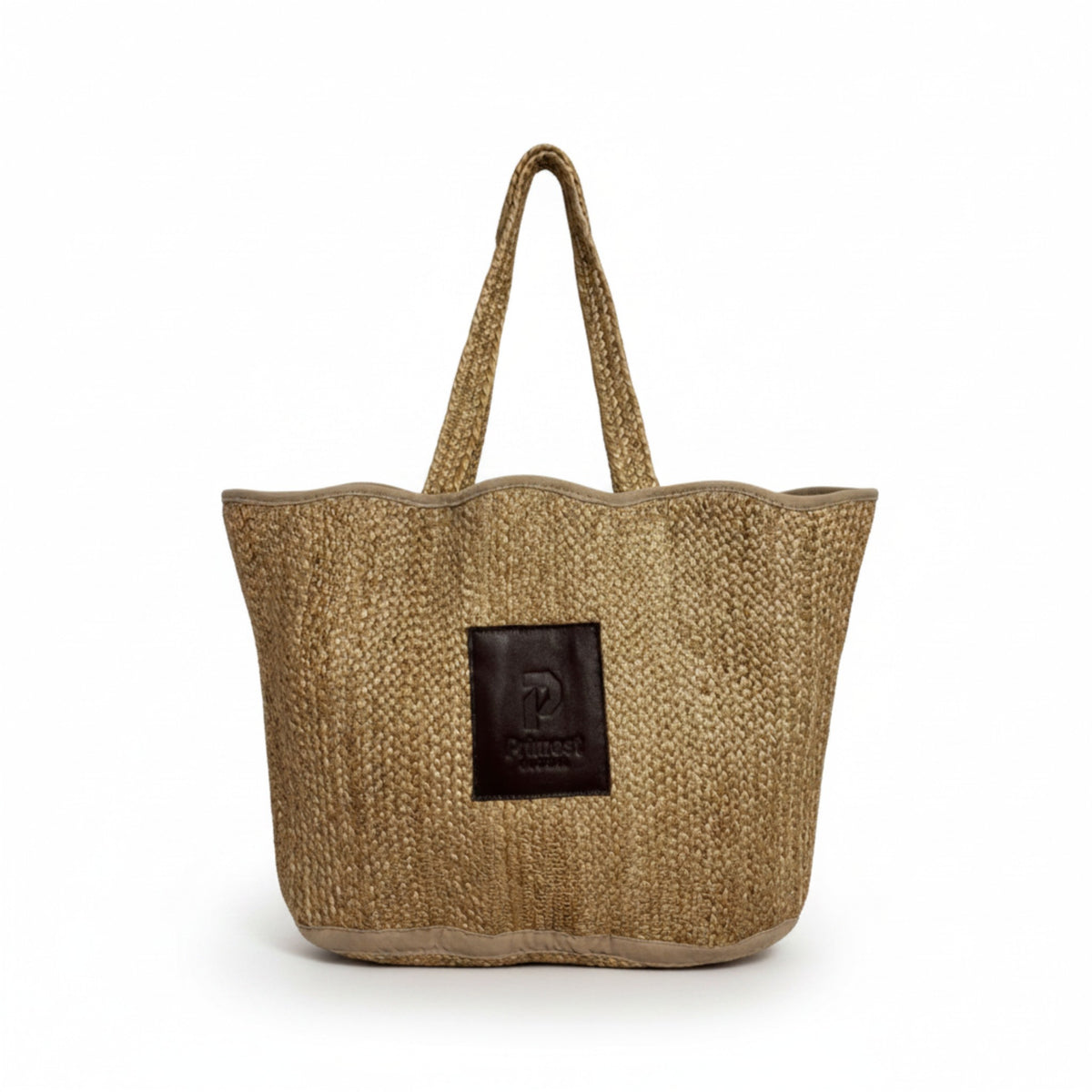 ⁠Primest Global 100% Organic Jute Tote Bag | Eco-Friendly Scalloped Shopper⁠