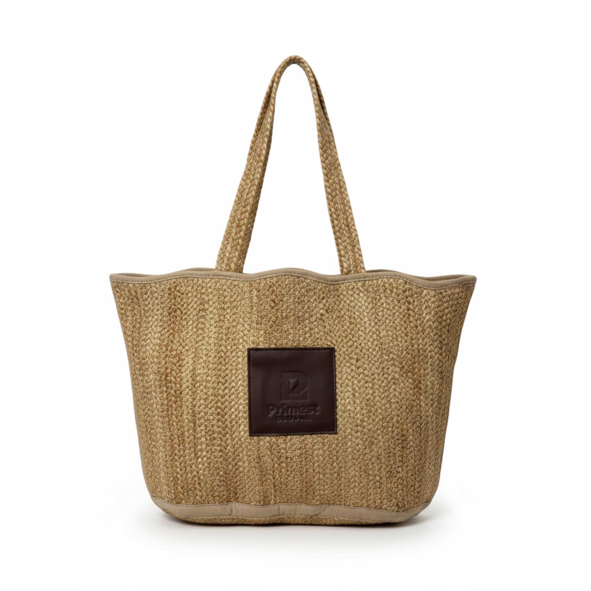 ⁠Primest Global 100% Organic Jute Tote Bag | Eco-Friendly Scalloped Shopper⁠