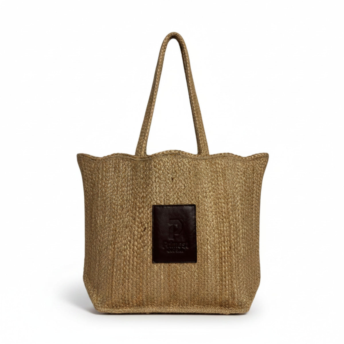 ⁠Primest Global 100% Organic Jute Tote Bag | Eco-Friendly Scalloped Shopper⁠