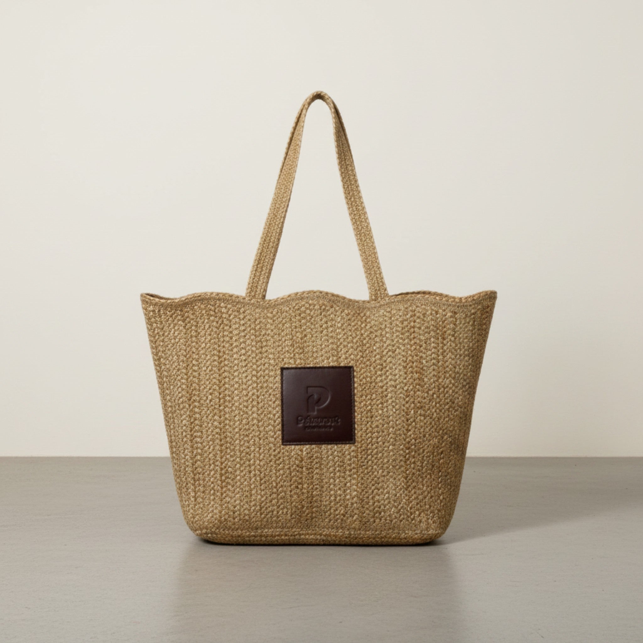 ⁠Primest Global 100% Organic Jute Tote Bag | Eco-Friendly Scalloped Shopper⁠