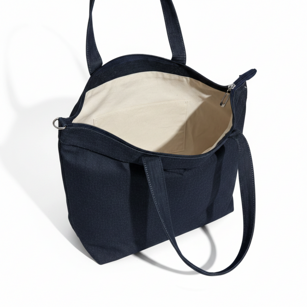 ⁠Primest Global Canvas Tote Bag with Zipper & Inner Pocket | Eco-Friendly Shopper⁠