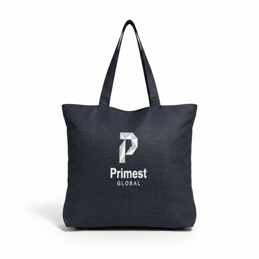 ⁠Primest Global Canvas Tote Bag with Zipper & Inner Pocket | Eco-Friendly Shopper⁠