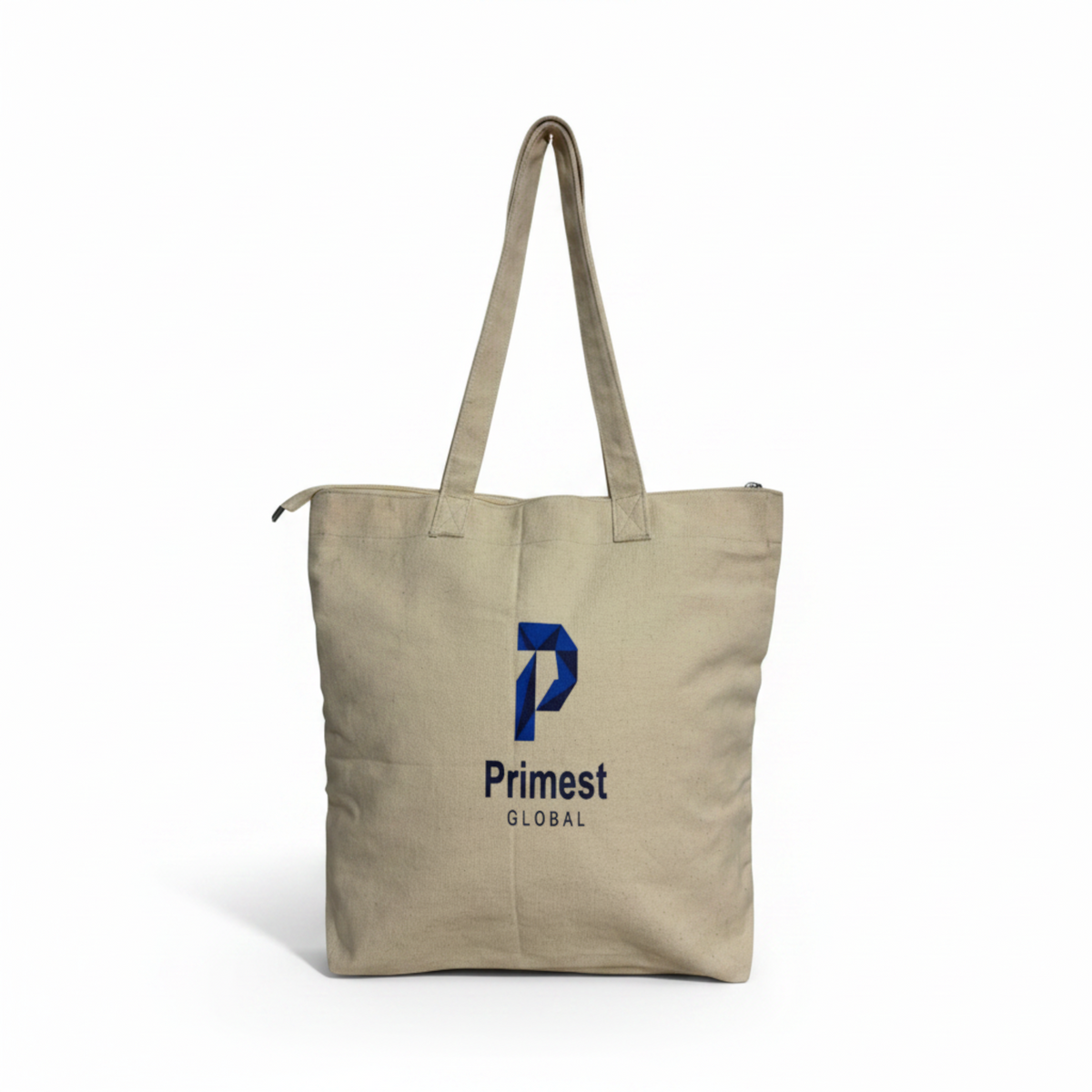 ⁠Primest Global Canvas Tote Bag with Zipper & Inner Pocket | Eco-Friendly Shopper⁠