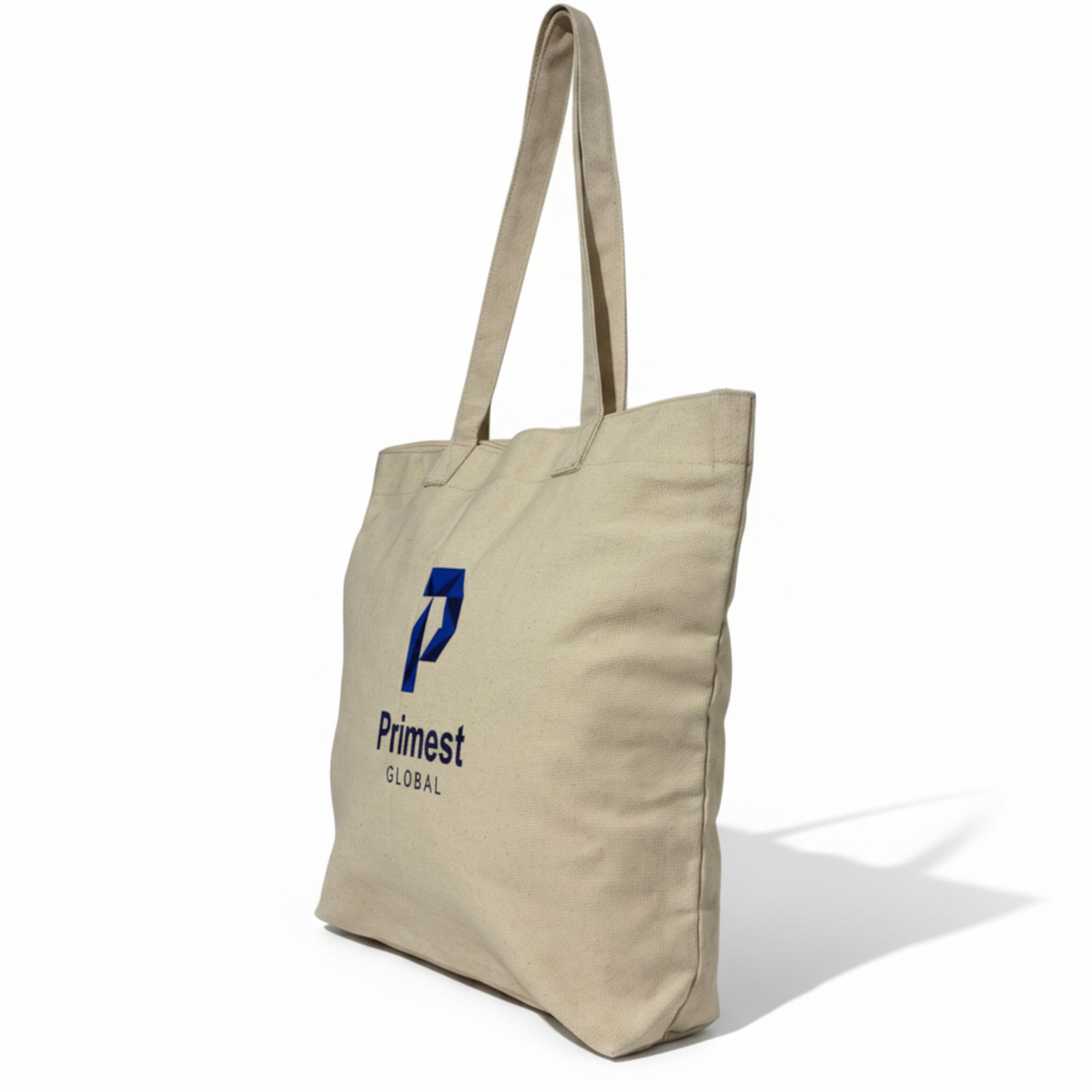 ⁠Primest Global Canvas Tote Bag with Zipper & Inner Pocket | Eco-Friendly Shopper⁠
