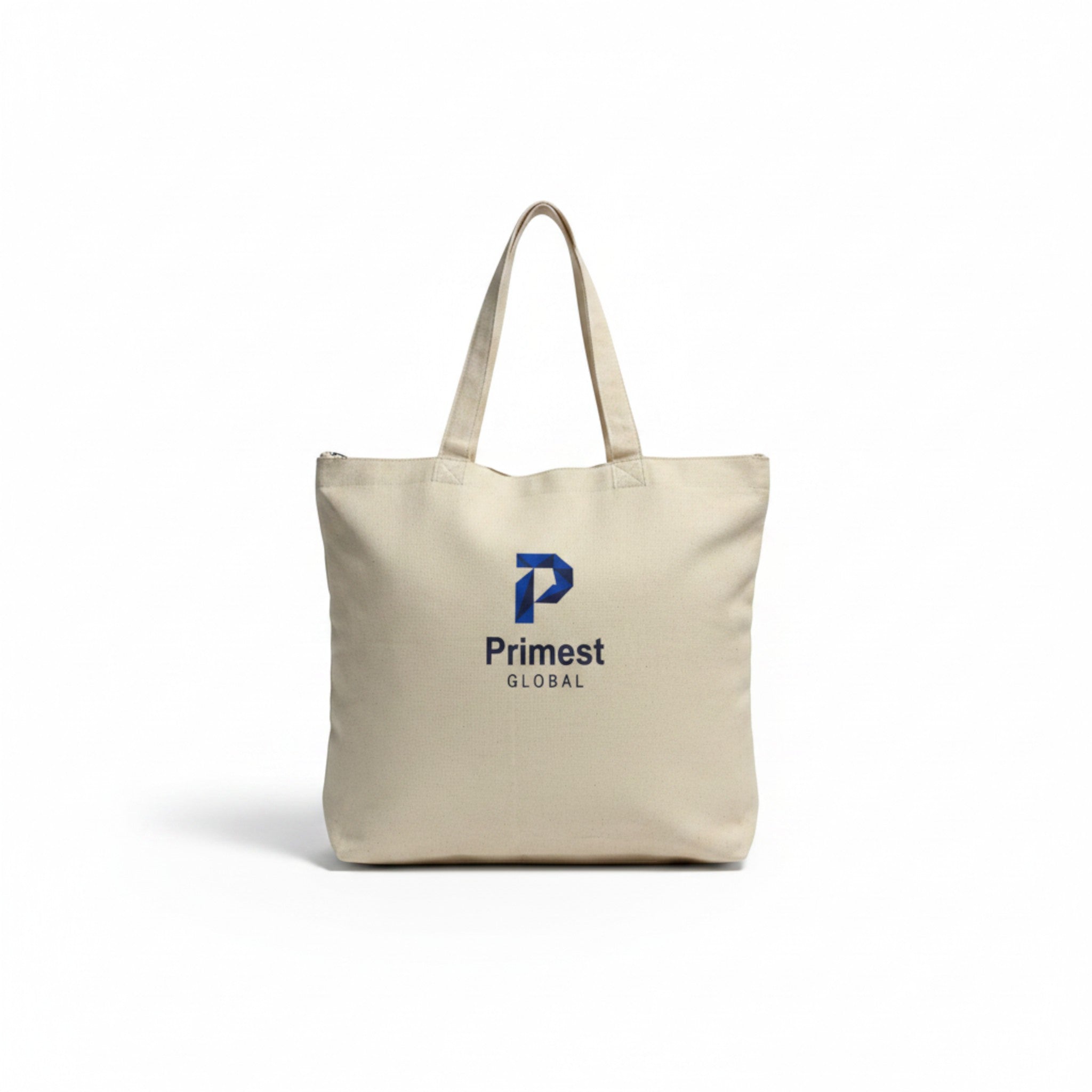 ⁠Primest Global Canvas Tote Bag with Zipper & Inner Pocket | Eco-Friendly Shopper⁠
